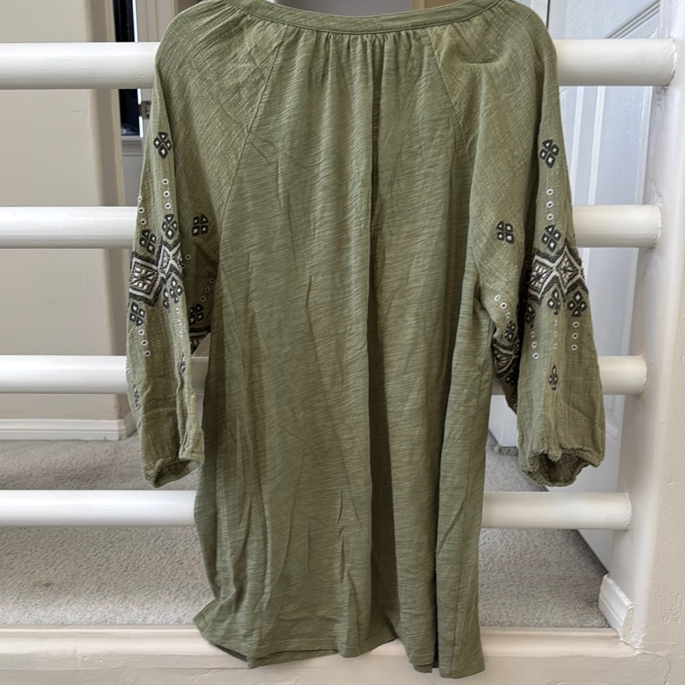 J. Jill Sage Green Embroidered Tunic SZ L - Picture 5 of 5